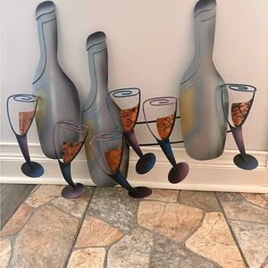 Modern Wall Art Wine Bottle and Glass Decor